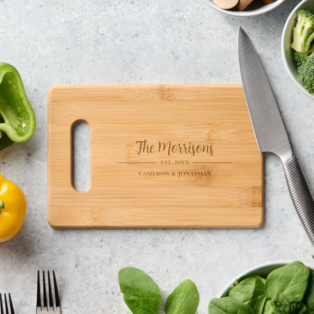 Simple Script Calligraphy, Personalized Names Engraved Cutting Board
