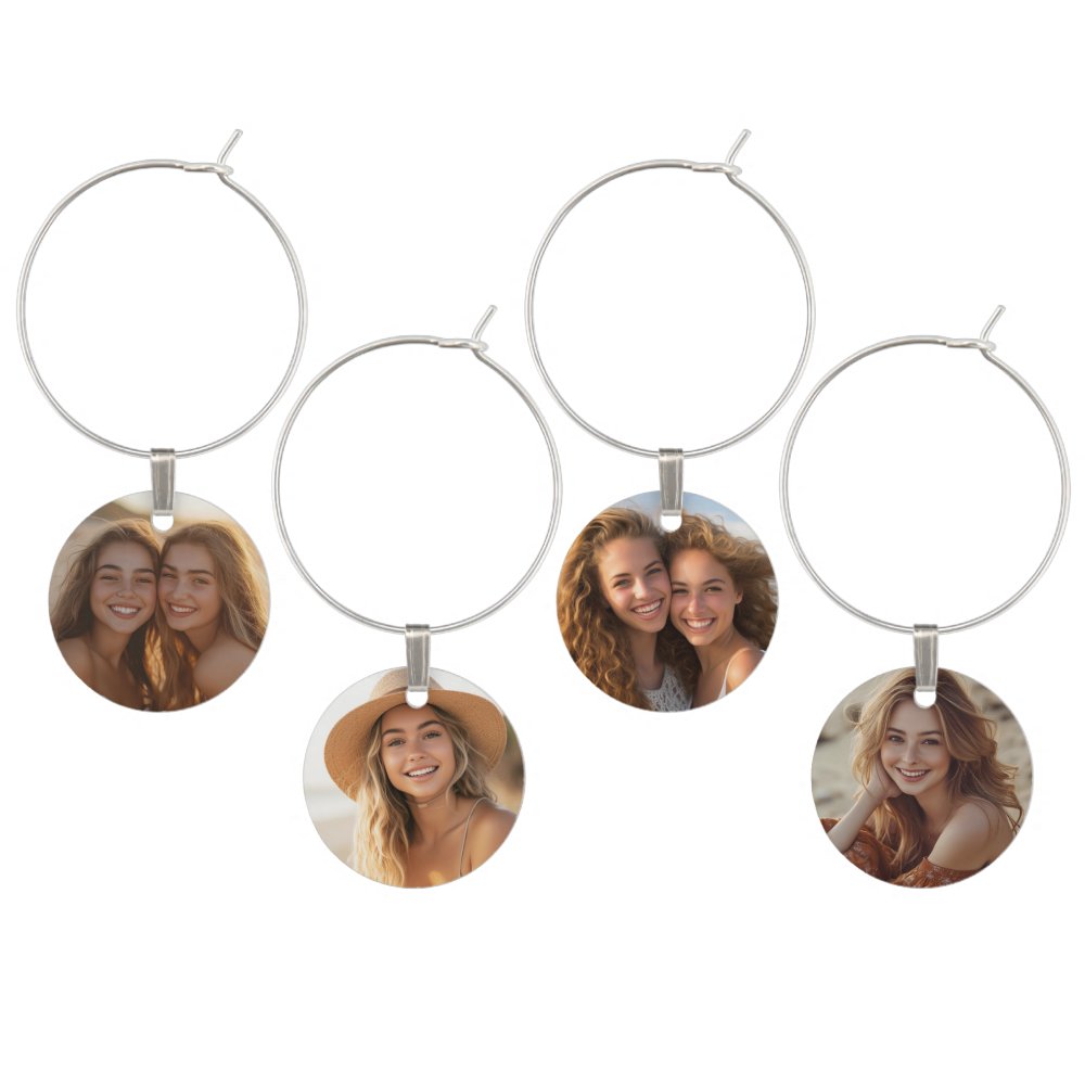 Create Your Own Collage with 4 Photos Wine Charm