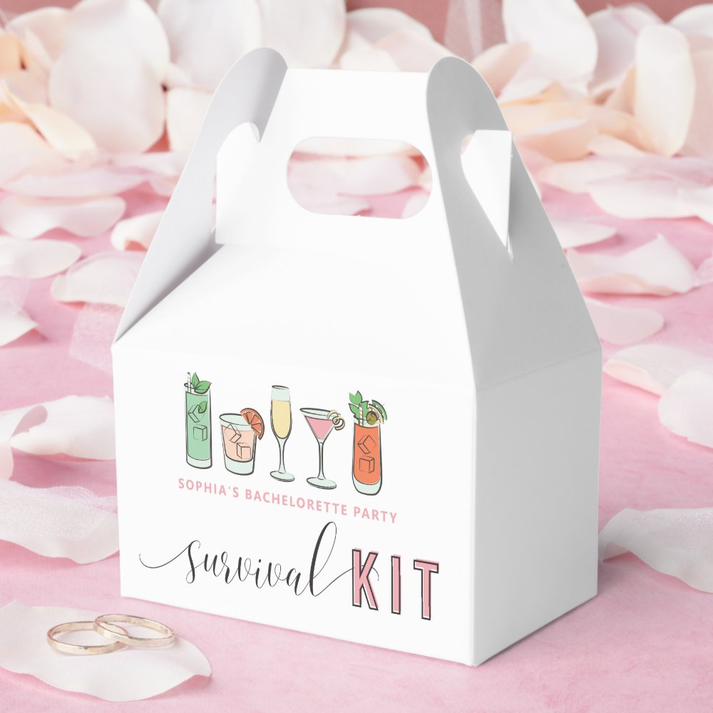 Cocktail Bachelorette Survival Kit Favor Box