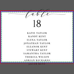 Black Minimalist Script Wedding Table Seating Invitation