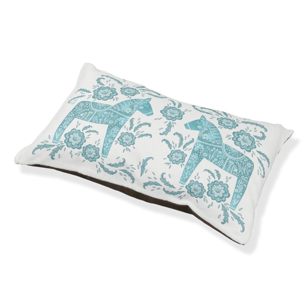Swedish Dala Horse Green and White Pet Bed