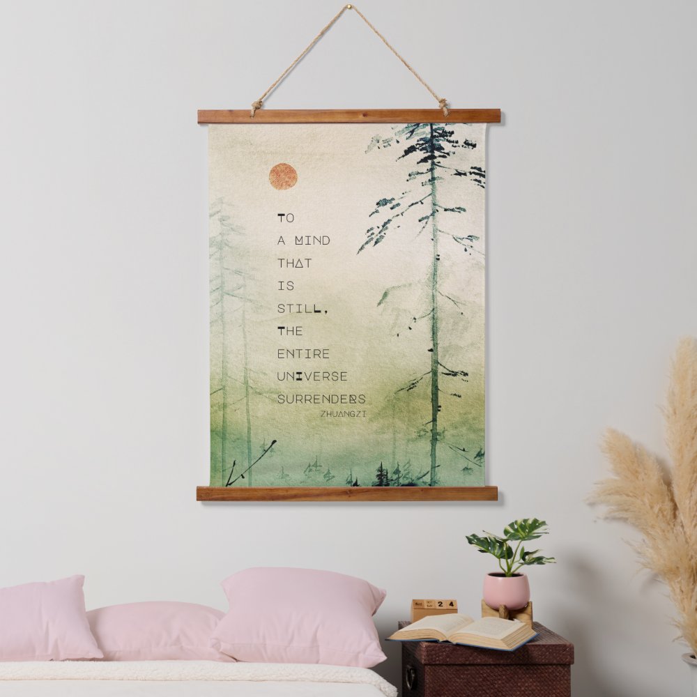 Motivational Zen Quote Asian Art Wood  Hanging Tapestry