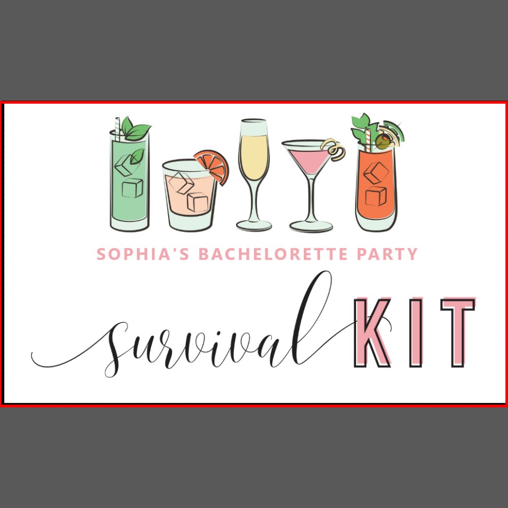 Cocktail Bachelorette Survival Kit Favor Box