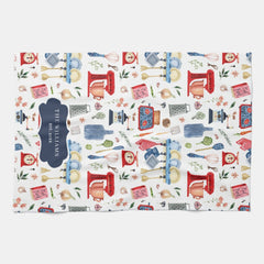 Rustic Hand Painted Country Kitchen Monogram Tea Towel