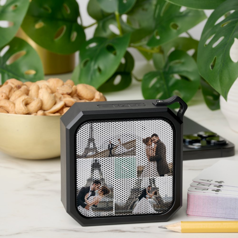 Create Your Own Monogrammed 5-Photo Collage Bluetooth Speaker
