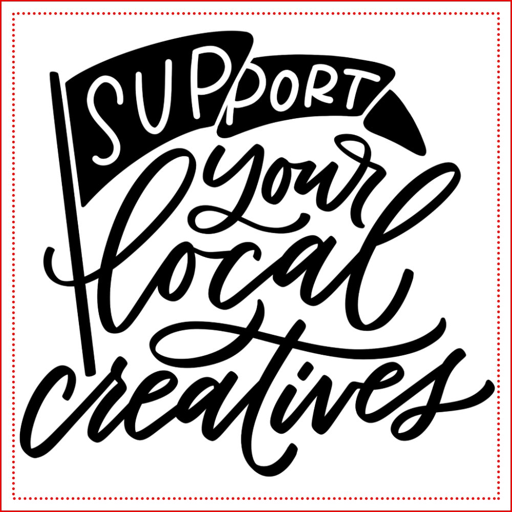 Support Local Creatives Handlettered Large Tote Bag