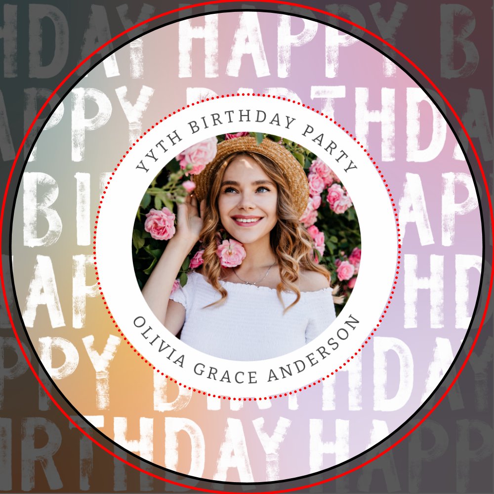 Modern pastel rainbow pink photo birthday party paper plates