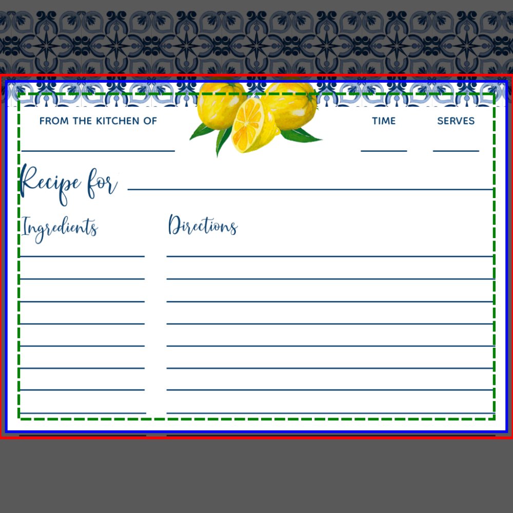 Lemon Italian Blue Tile Bridal Shower Recipe Card