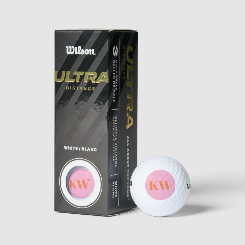 Modern Pink Orange Monogram Initials Personalized Golf Balls