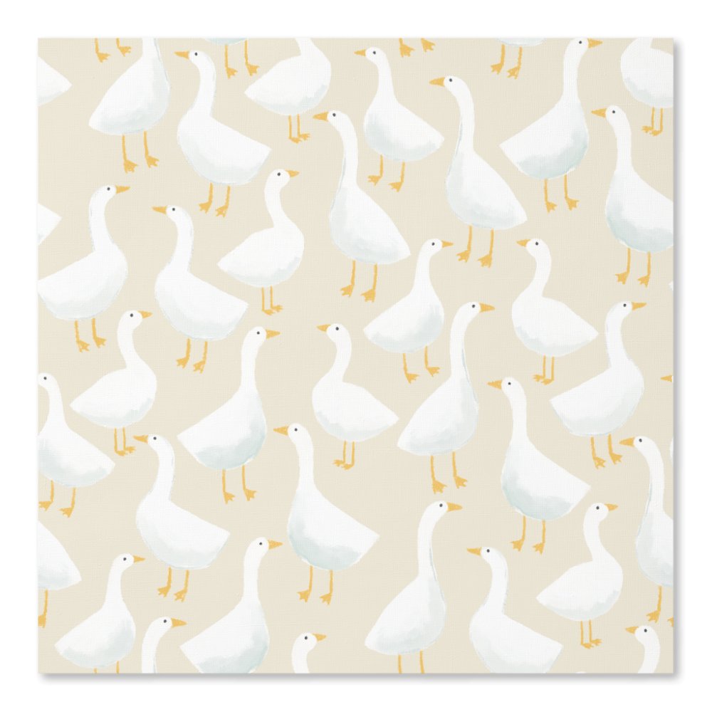 Whimsical Goose Pattern Soft Neutral Style Wallpaper