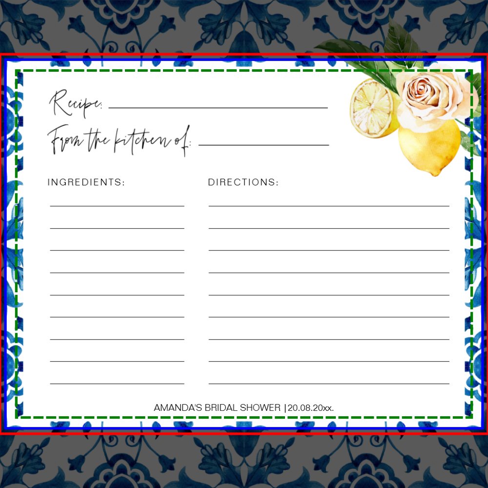 Mediterranean Blue Tiles Italy Recipe Cards