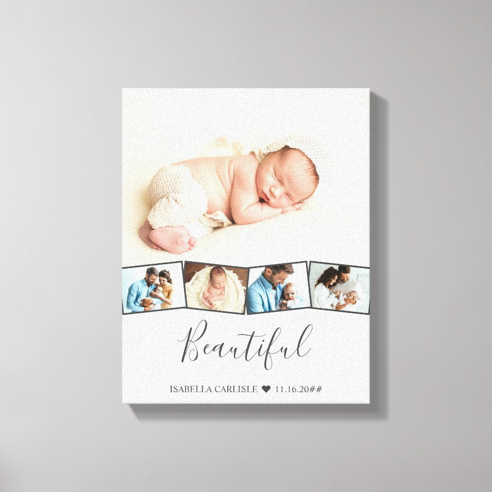 Baby Photo Collage Zigzag Picture Strip Custom Canvas Print