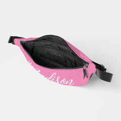Trendy Pink Girls Name Handwritten Script Custom Fanny Pack