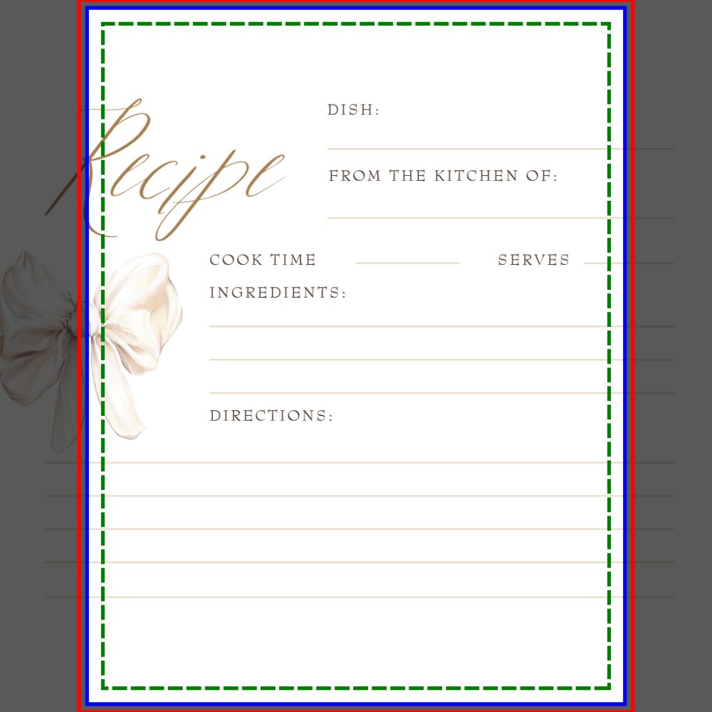 Cream Bow Elegant Bridal Shower Recipe Cards