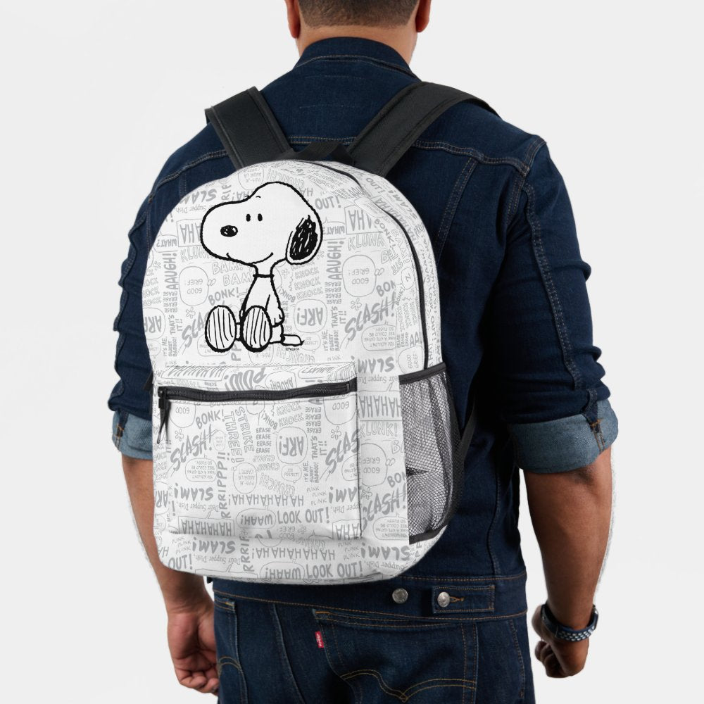 PEANUTS | Snoopy on Black White Comics Printed Backpack
