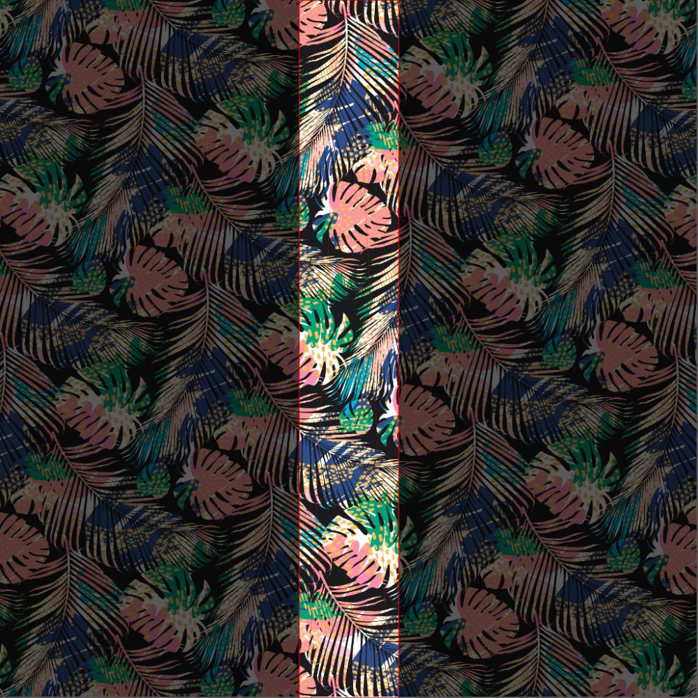 Black Pink Green White Tropical Plants Neck Tie