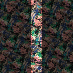 Black Pink Green White Tropical Plants Neck Tie