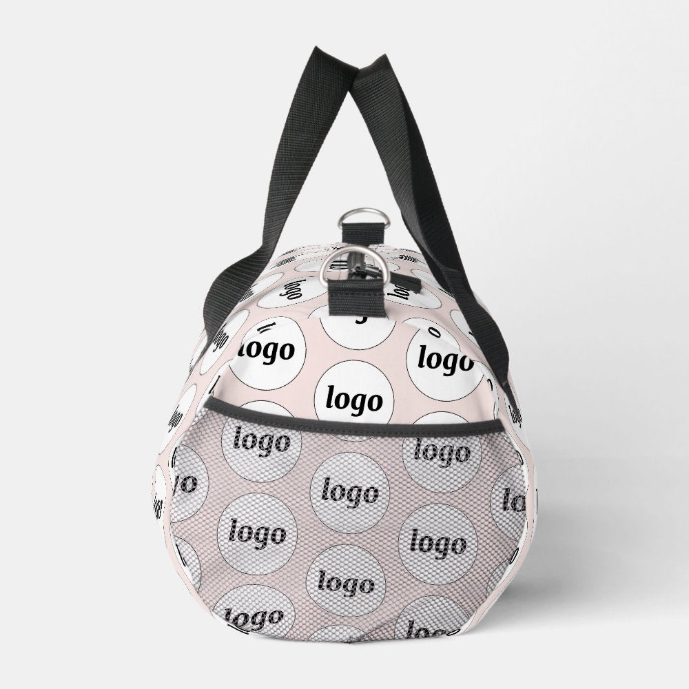 Logo Pattern Promotional Business Blush Pink Duffle Bag