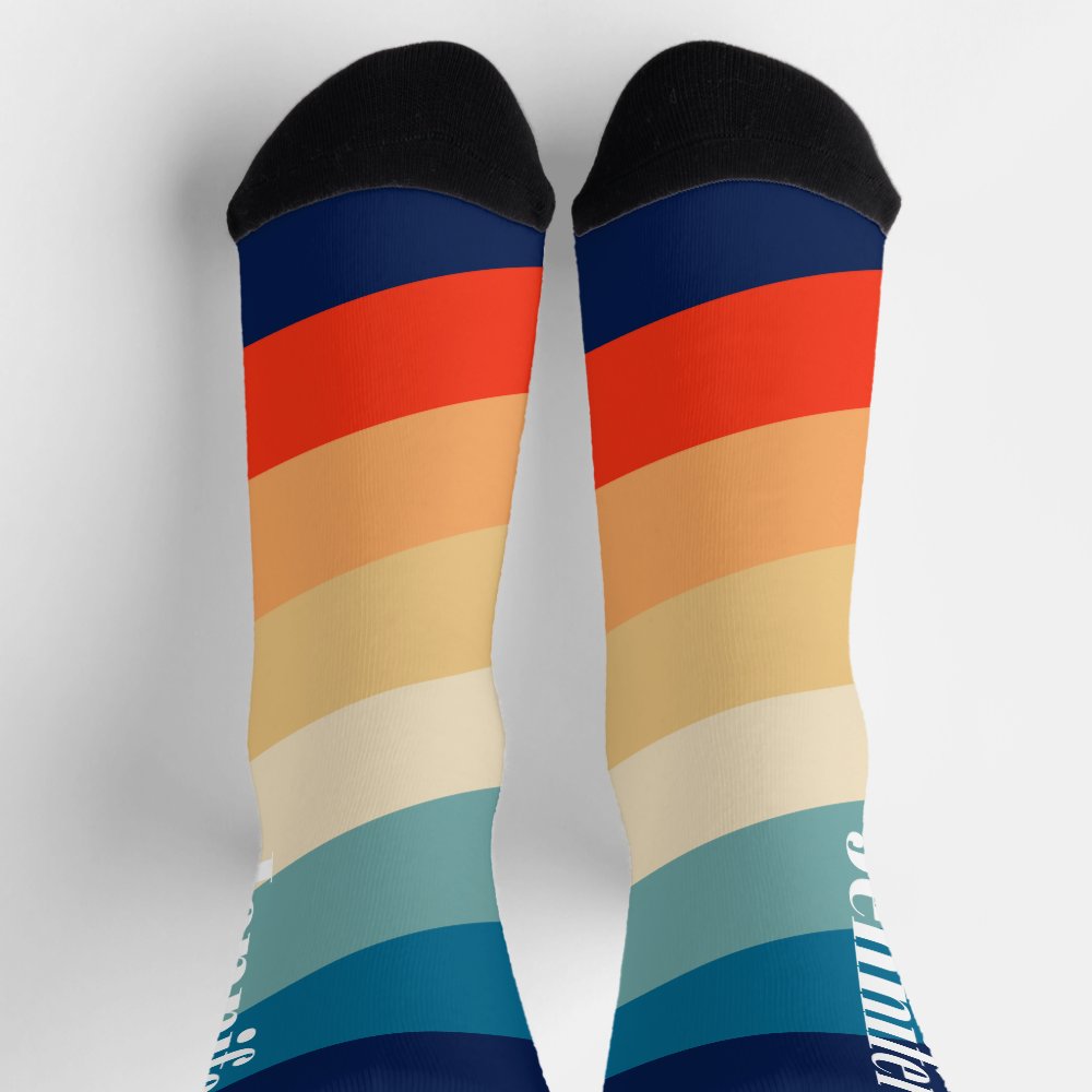 Retro 70s Stripes Personalized name  Socks
