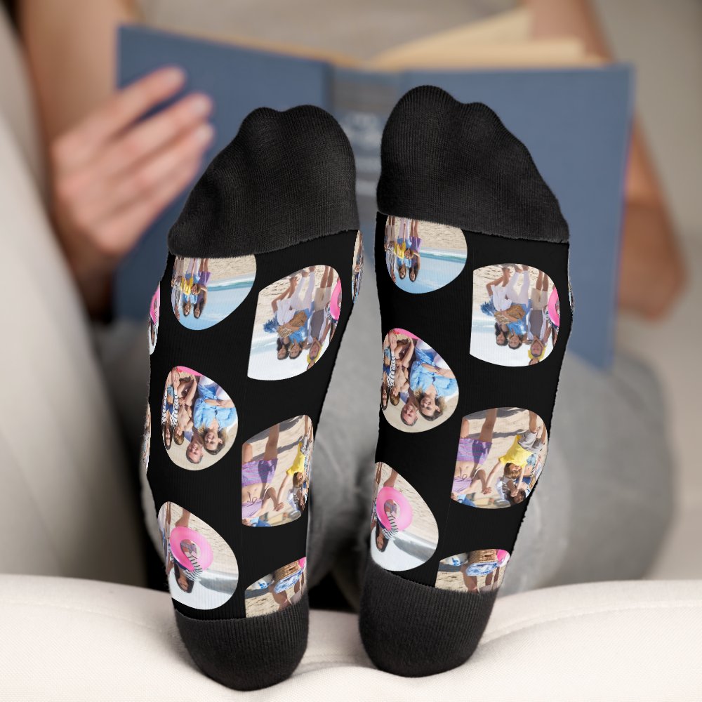 4 Photo Collage and Text Custom Personalized Socks