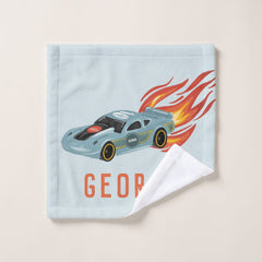Boys Cool Blue Racing Car Kids Bath Towel Set