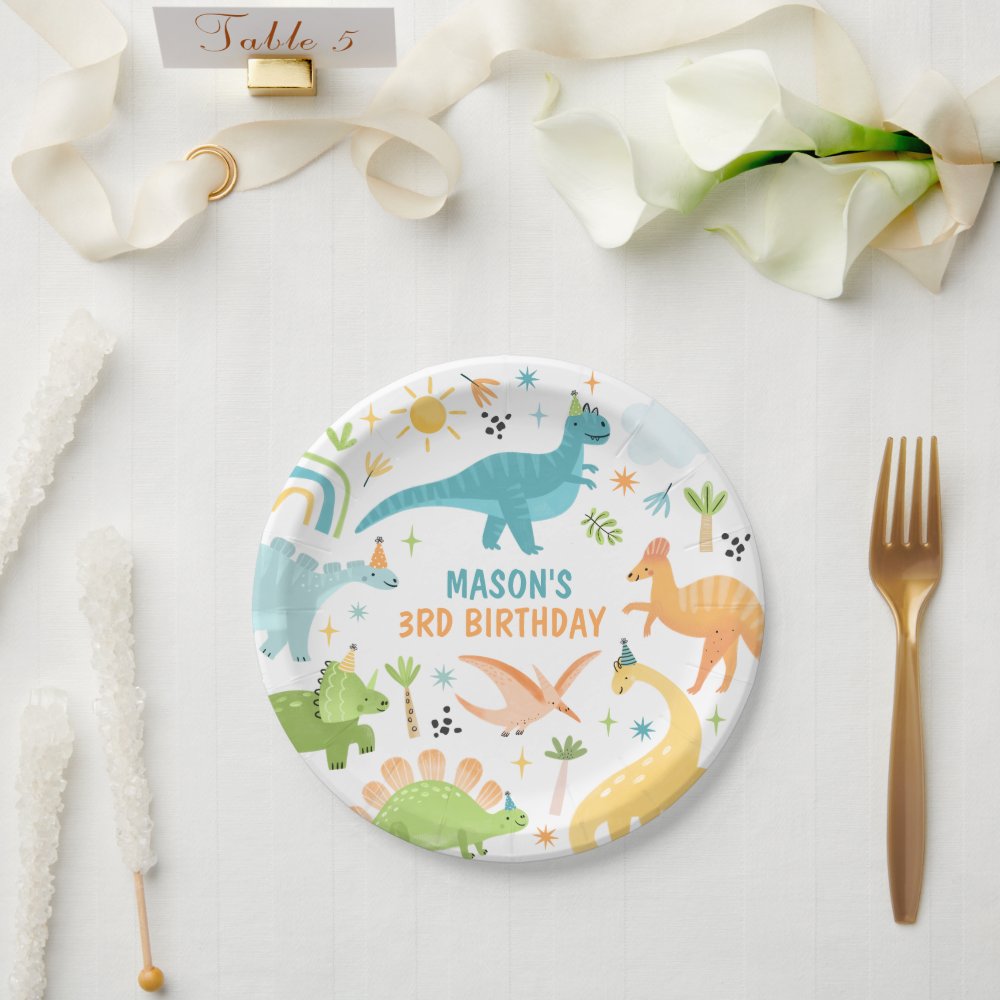 Blue Dinosaur Birthday Party  Paper Plates