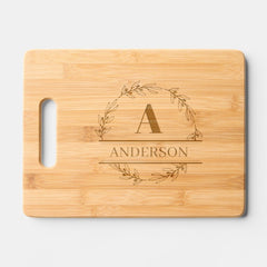 Custom Family Name and Initial Etched  Engraved Cutting Board