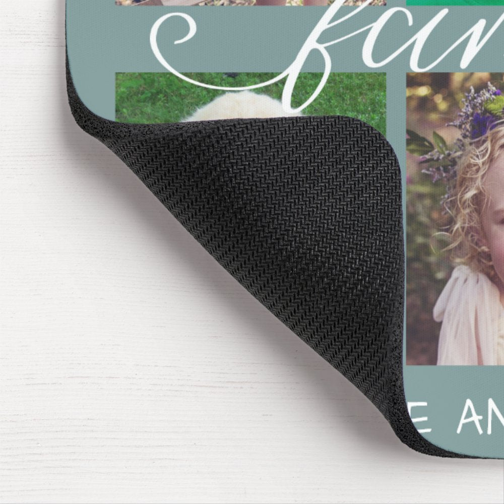 Family Calligraphy | 6 Photo Collage Mouse Pad