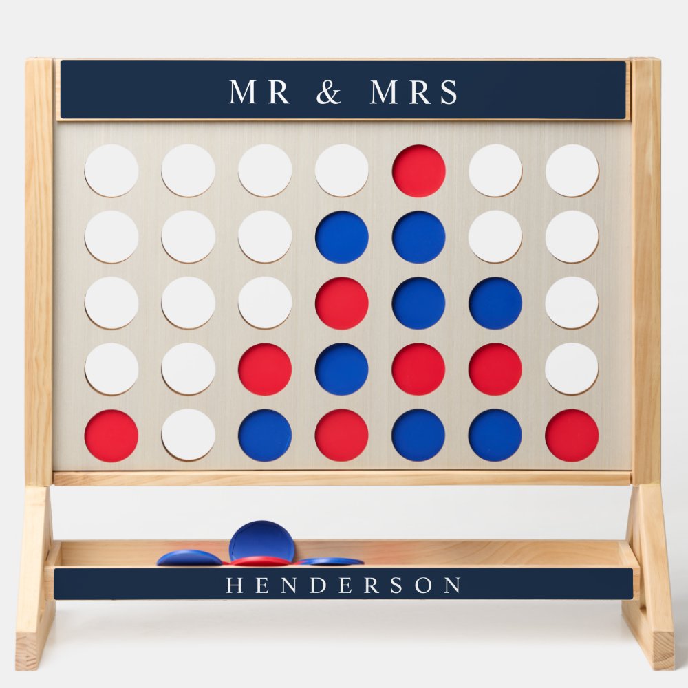 Modern Navy Blue Newlyweds Mr & Mrs Wedding Fast Four