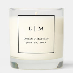 Simple Black and White Monogram Elegant Wedding Scented Candle