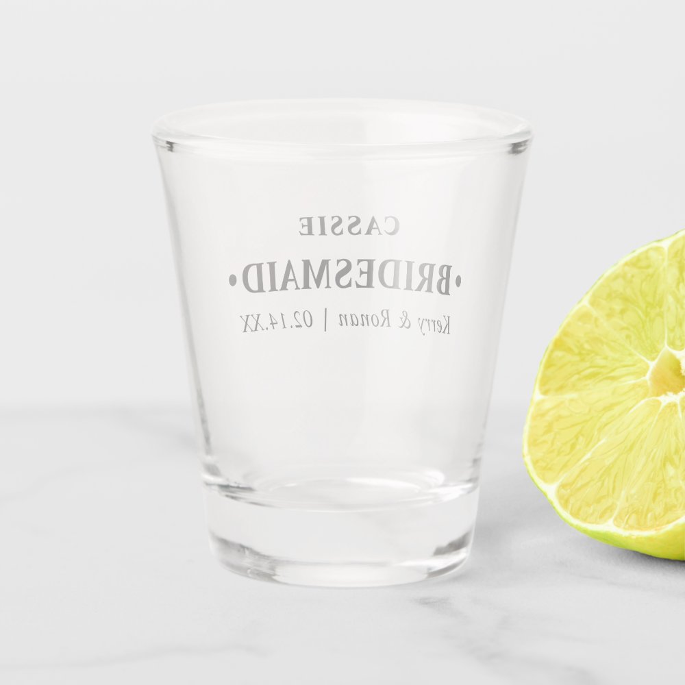 Wedding Date and Names Bridesmaid Personalized Shot Glass