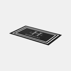 Monogram Family Year Established Black White Rug