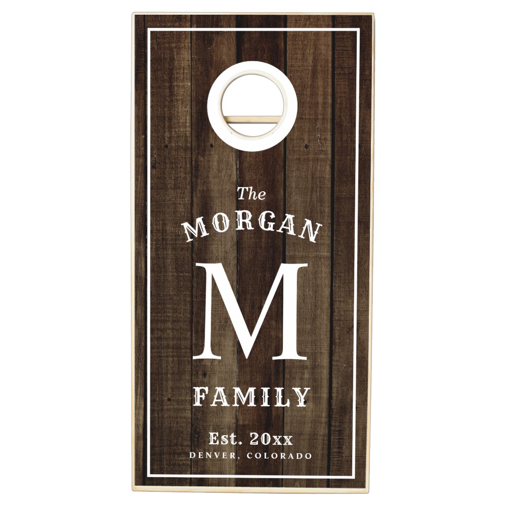 Family Monogram Dark Wood Cornhole Set