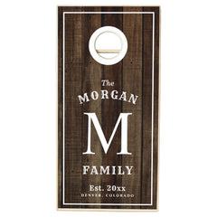 Family Monogram Dark Wood Cornhole Set