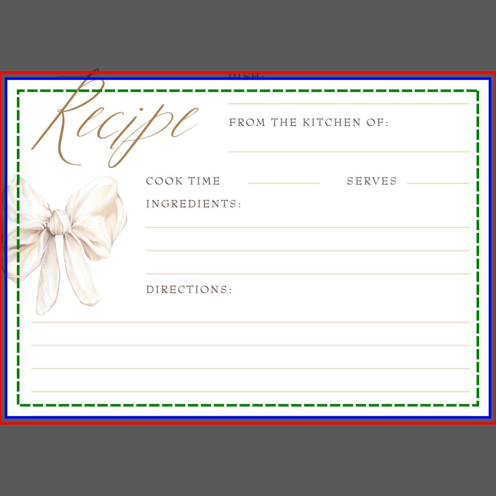 Cream Bow Elegant Bridal Shower Recipe Cards