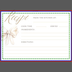 Cream Bow Elegant Bridal Shower Recipe Cards