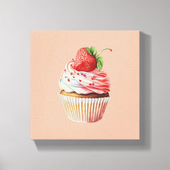 Strawberry Cupcake Sweet Dessert Canvas Print