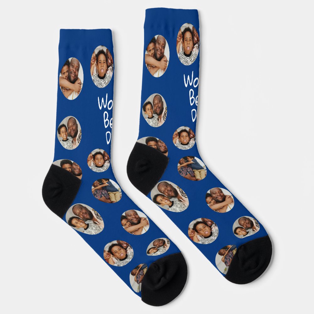 4 Photo Collage Worlds Best Dad Socks