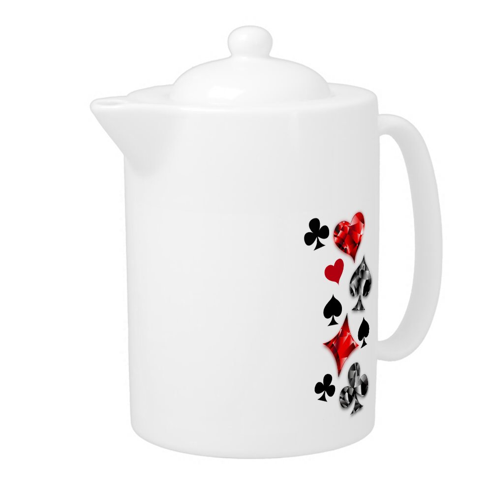 Poker Player Gambler Playing Card Suits Las Vegas Teapot
