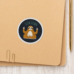 Sloth in Lotus Yoga Pose "Slow Down" Patch