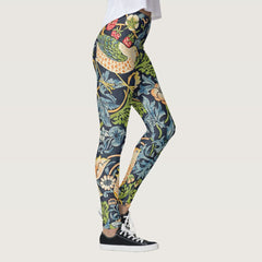 William Morris Strawberry Thief Floral Pattern Leggings
