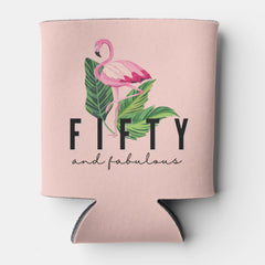 Fifty Fabulous Pink Flamingo 50th Birthday Can Cooler