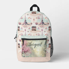 Elegant Paris France Eiffel Tower French Pattern Printed Backpack