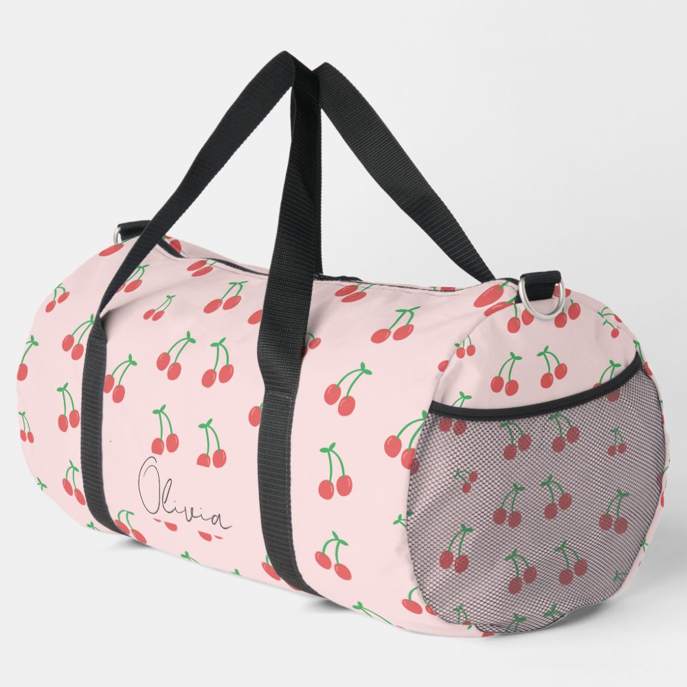 Sweet red cherries  duffle bag