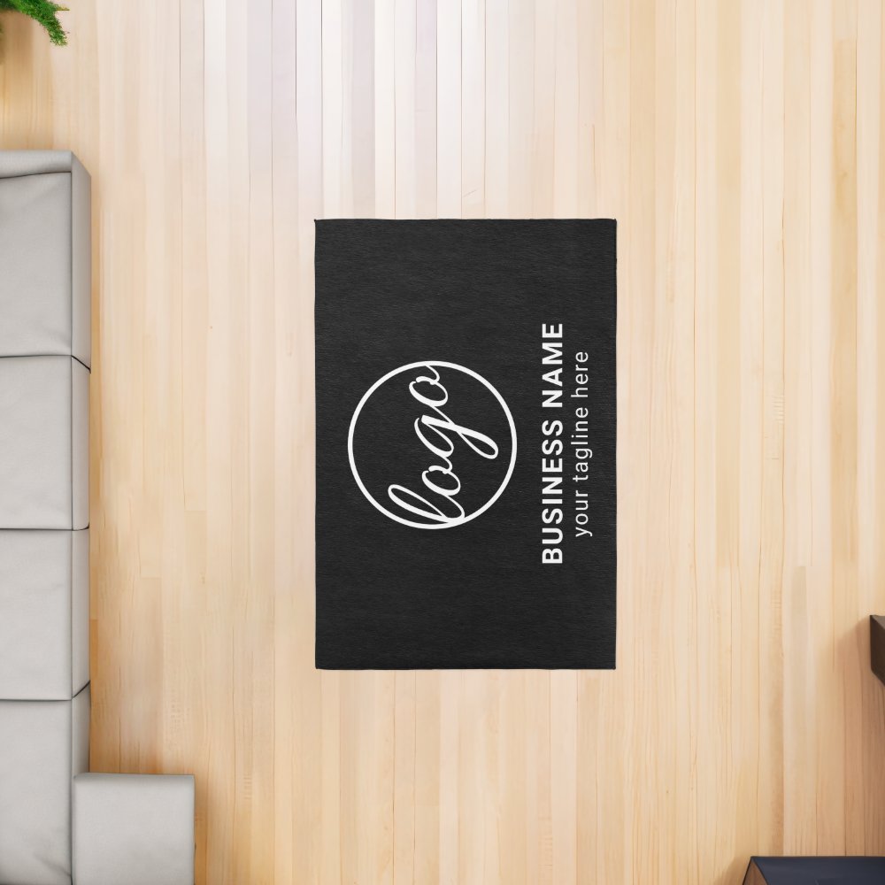 Simple Custom Logo Black Business Rug