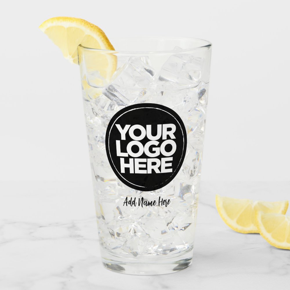 Personalized Logo, Casual Script text Beer Glasses