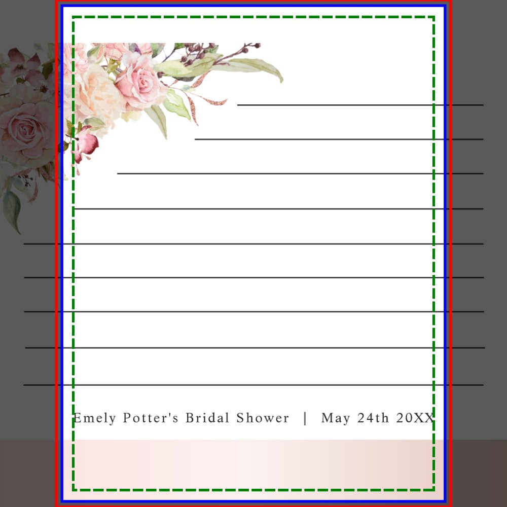 Pink, Rose Gold Floral Bridal Shower Recipe Card