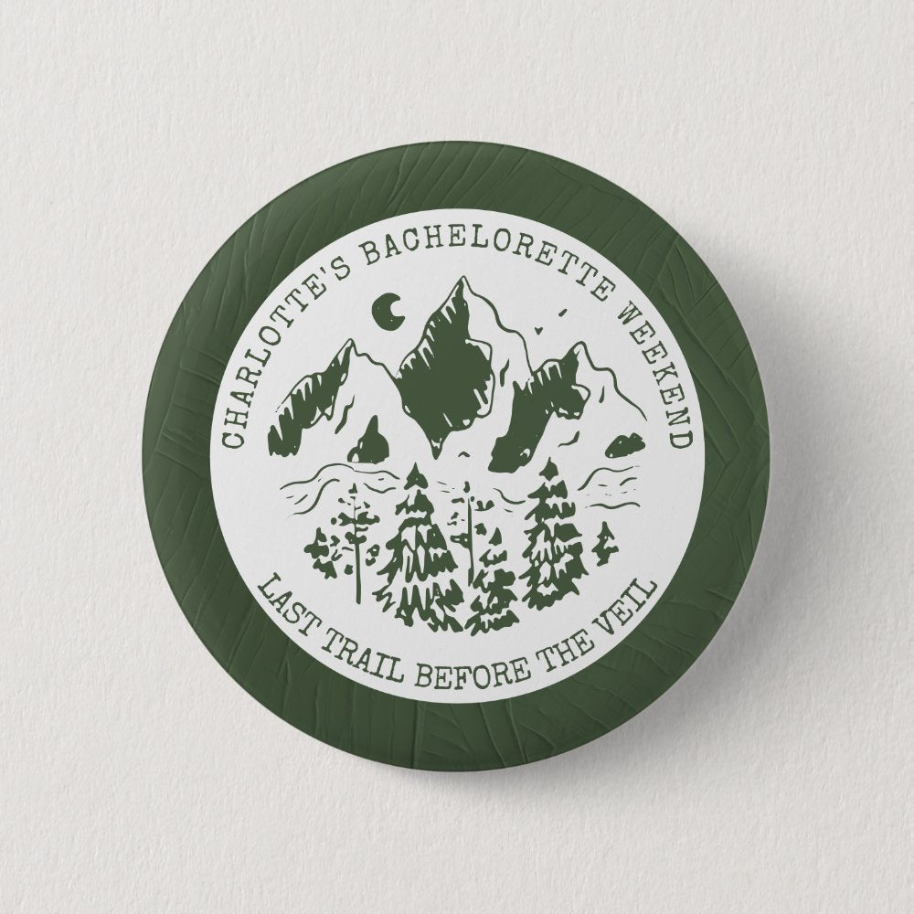 Modern Simple Camping Weekend Bachelorette Party Button