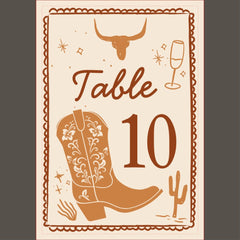Western Boots and Bubbly Bridal Shower Table Card