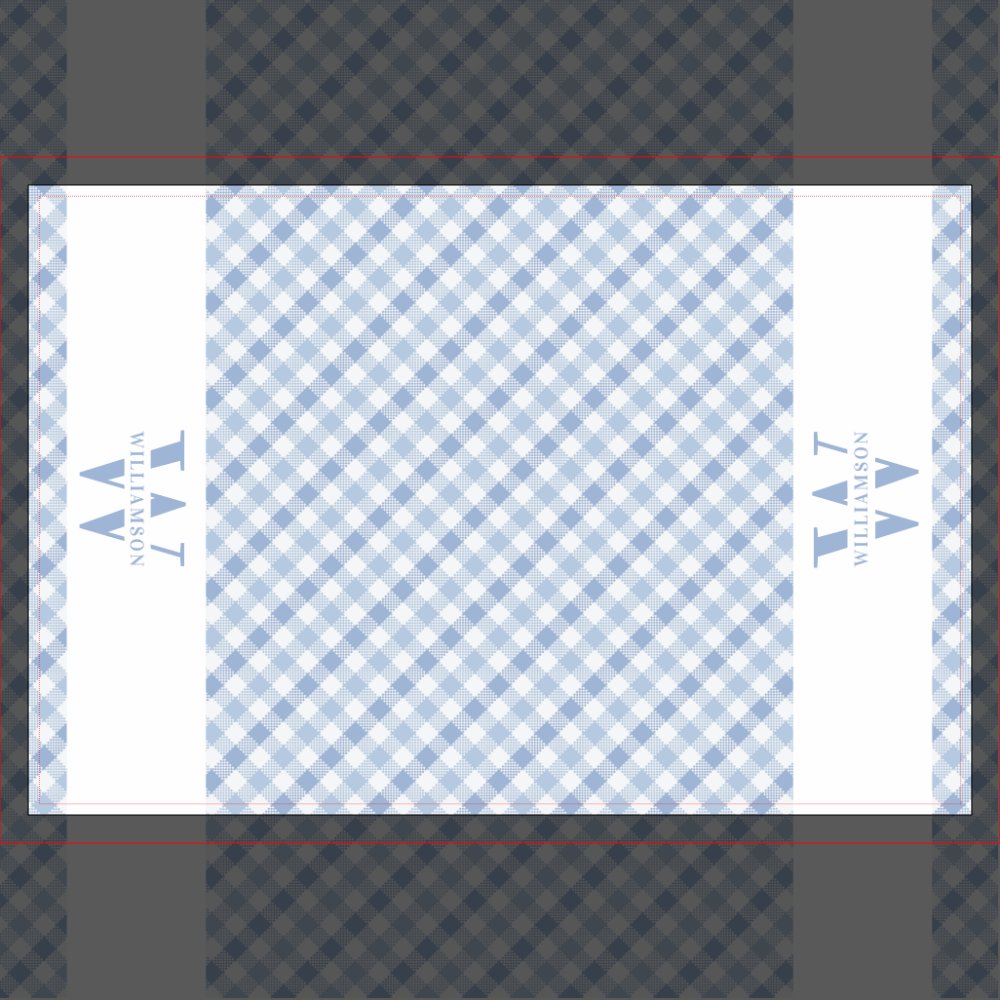 Modern Rustic Family Monogram Blue Gingham Plaid Kitchen Towel